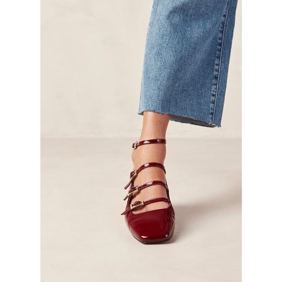 Alohas Luke Multi-Strap Ballerina Shoes Onix Wine Burgundy - 8 - Picture 7 of 8